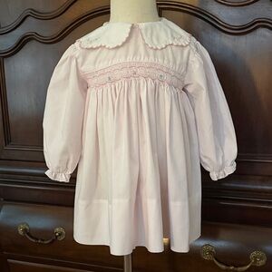 Girls VINTAGE Pink Smocked Dress Size 18M